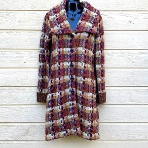 Multicolor Marled & Stitched Sweatercoat Coat